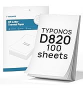 TYPONOS D820 Thermal Printer Paper 8.5 x 11 Inch US Letter Size, Advanced Thermal printing Paper ...