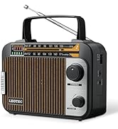 LEOTEC AM FM Radio with Bluetooth,Portable Vintage Transistor Radio Rechargeable Battery/4 AA Cel...