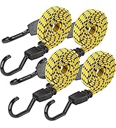 CARTMAN Ultra 48" Black/Yellow Flat Bungee Cord, 4pk x 48"