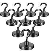 FINDMAG 10 Pack Black Magnetic Hooks Heavy Duty, 50LBS Neodymium Magnet Hook for Hanging, Magnet ...