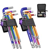 TOOGOND 18 Pcs Hex Key Allen Wrench Set Long Ball End Allen Key &amp; Torx TRX Star Coloured Wrench S...