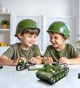 PicassoTiles Army Tank And Military Motorcycle 349pc Bricks Blocks Building Set STEM Learning Tac...