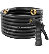 SPECILITE 3/4" Hot/Cold Garden Hose 50 ft with Industrial High Pressure Nozzle, Flexible &amp; Lightw...