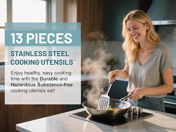 metal kitchen utensils set