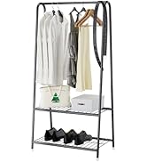 Buzowruil Metal Small Clothes Rack,Clothing Garment Rack with Double Layer Shelf for Clothes,Dres...