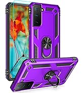 Androgate Samsung Galaxy S21 FE 5G Case with HD Screen Protectors, Military-Grade Metal Ring Hold...