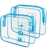 Lermende 2pcs/pack Clear Travel Toiletry Bag, Clear Makeup Bag for Women &amp; TSA Approved Toiletry ...