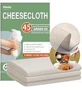 Olicity Cheese Cloths, Grade 90, 45 Sq Feet, Reusable Cheese Cloth with Closed Edges Unbleached C...