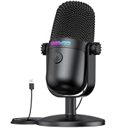 Gaming Microphone with Noise Cancellation &amp; Mute Button, USB Condenser Mic for Streaming/Recordin...
