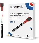 maxtek Dry Erase Markers - 6 Count Red Magnetic Dry Erase Markers Fine Tip with Eraser, Low Odor ...