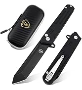 AUBEY Folding Pocket Knife, 3.47" 14C28N Blade Tanto Knife with Button Lock, EDC Knife for Outdoo...