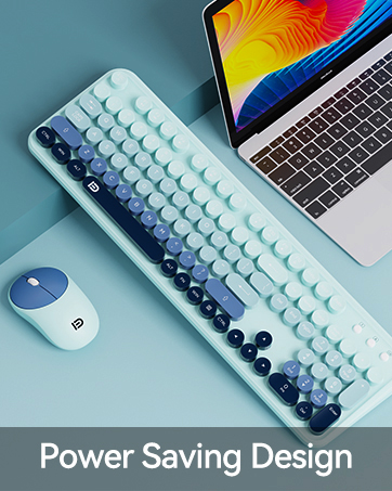 teal aesthetic desk setup wireless keyboard and mouse for office workspace