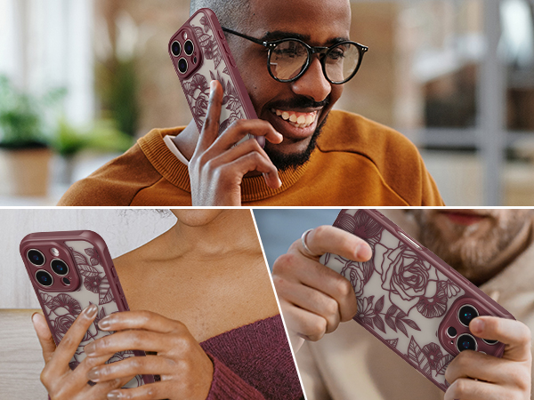 burgundy case for iPhone 16 Pro Case floral