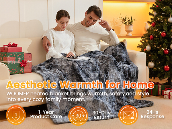 WOOMER Heated Blanket Throw 50&amp;#34; x 60&amp;#34;