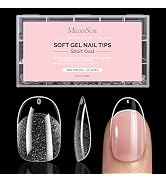 MelodySusie Short Oval Round Nail Tips - 300Pcs Clear Acrylic, Half Matte Full Cover Press on Nai...