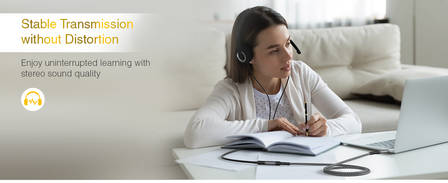 BlueRigger high sound quality uninterrepted learning no signal loss pure oxygen-free copper core m2f