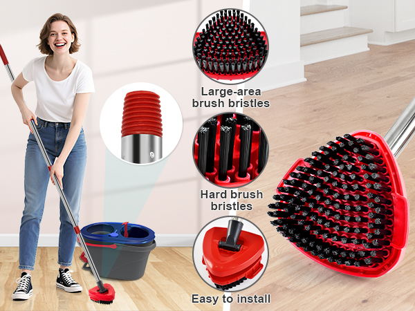 O-Cedar EasyWring 2 Tank Spin Mop Handle Mop Base &amp;amp; Mop Brush Combo