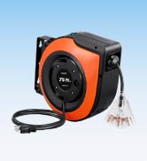 DEWENWILS Retractable Extension Cord Reel, 75 FT Heavy Duty Power Cord, 14/3C SJTOW, Lighted Trip...