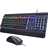 Dacoity Wired Gaming Keyboard and Mouse Combo - All-Metal Panel, Rainbow LED Backlit Keyboard wit...