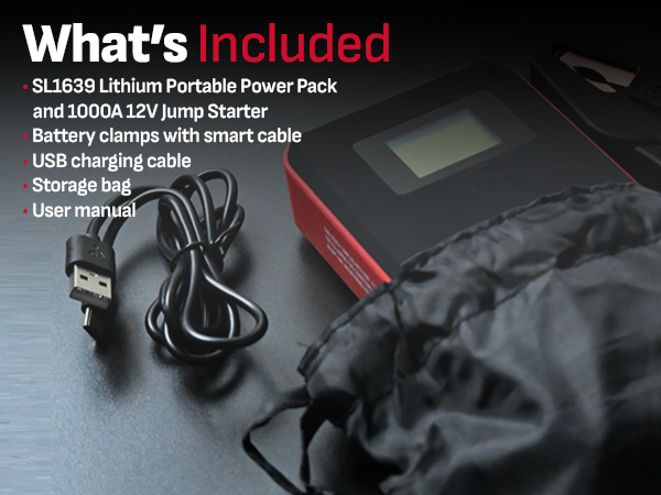 Schumacher SL1639 1000A 12V Lithium Portable Power Pack and Jump Starter 