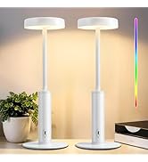 Wowag 2 Pack Cordless Table Lamps Rechargeable,5000mAh Battery Operated Portable Desk Lamp,3 Colo...