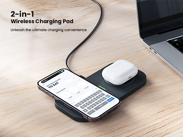 TAMOXI 2 In 1 Dual Wireless Charging Pad 10W Max