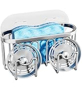 SWTYMIKI Sink Sponge Holder With Double Hook, Stainless Steel Sink Caddy Kitchen Sink Organizer M...