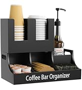 Busidhji Coffee Station Organizer, Wooden Coffee Bar Organizer for Countertop, Condiment and Cup ...