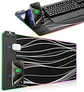 XXL Mouse Pad with Phone Holder, RGB Desk Mat with 15W Fast Charging, LED Large Gaming Mouse Pad ...