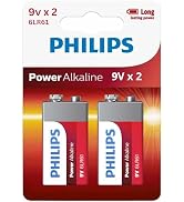 Philips 9 Volt Battery 2 Pack, Power Alkaline 9V Batteries, Reliable Long Lasting Power, Leak Pro...