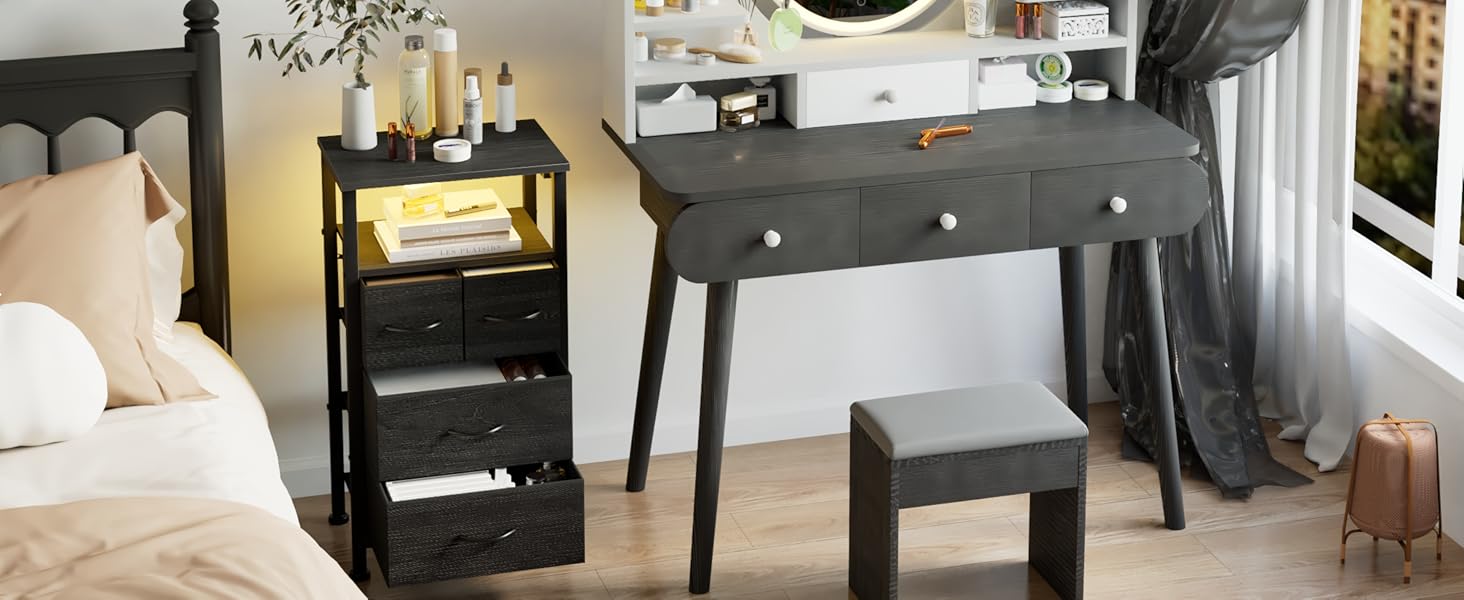 LED Nightstand with Charging Station