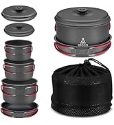 Alocs Camping Cookware Set Camping Gear, Compact Camping Pots and Pans Set, Durable Hard Alumina ...