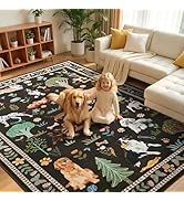 ST. BRIDGE Brown Living Room Rug 4x6 Rug, Non Slip Stain Resistant Washable Low Pile Carpet, Soft...