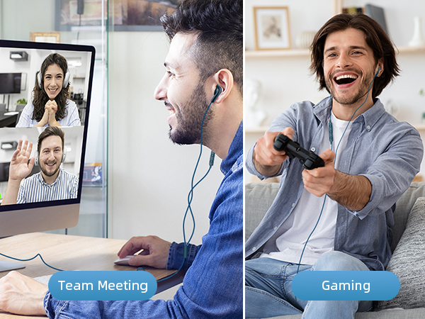 usb earbuds with microphone for pc laptop computer