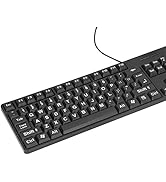 Large Print Computer Keyboard for Visually Impaired, Elderly, 104 Keys USB Wired Keyboard for Com...