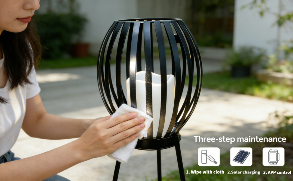 Solar Powered Outdoor Floor Lamp (Stripes) -5