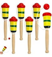 Cididu 6 Pack Wooden Catch Ball Game, Vintage Catch Toys for Kids, Wood Ball Catching with String...