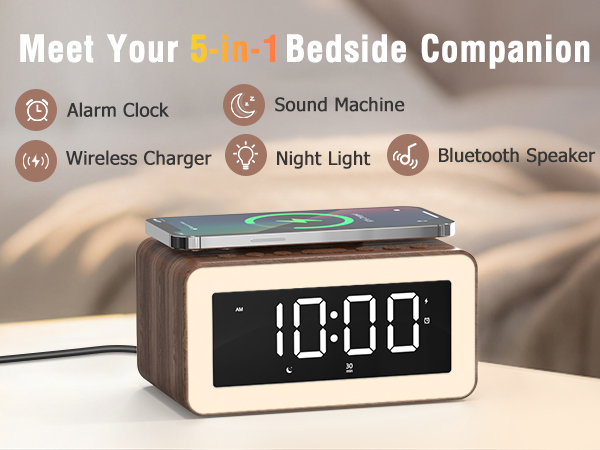 alarm clocks for bedrooms sound machine alarm clock with wireless charging lights for bedroom