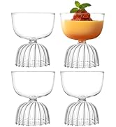 Unbreakable Ice Cream Bowls, 4Pcs Glass Dessert Bowls with Footed Base, 320ml / 10.8 fl oz Sundae...