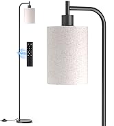 SIBRILLE Floor Lamp with Linen Shade, Dimmable Tall Standing Lamp with Remote Control &amp; 3 Color T...