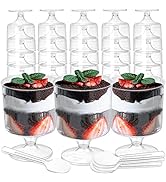 Youeon 50 Pack Clear Plastic Dessert Cups with Spoons, 5 Oz Mousse Cup Disposable Appetizer Cup G...