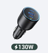 UGREEN 130W USB C Car Charger, Type C Car Charger Adapter, Fast Charging Car Charger Compatible w...