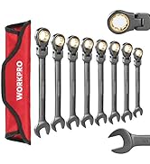 WORKPRO 8-piece Flex-Head Ratcheting Combination Wrench Set, SAE 5/16 - 3/4 in, 72-Teeth, Cr-V Co...