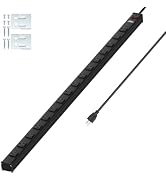 16-Outlet Long Power Strip Heavy Duty Surge Protector Power Strip Wide Spaced Metal Power Strip w...