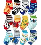 Aroveea Non Slip Grip Ankle Baby Socks 12 Pack for Toddler Boys and Girls Kids,Infant Cute Cotton...