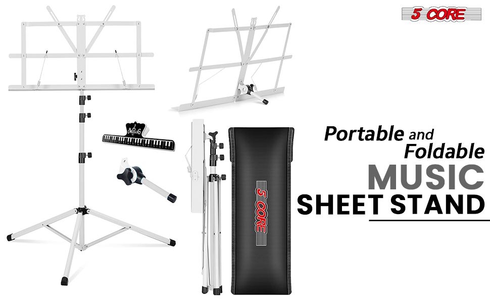 Music Stand,2 in 1 Dual-Use Folding Sheet Music Stand,Desktop Book Stand