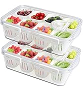 Mano 2 Pack Serving Trays for Party Divided Veggie Tray with Lid Serving Platter Vegetable Storag...