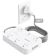LENCENT 2 Prong Power Strip, 3 to 2 Prong Outlet Adapter, Surge Protector with 10ft Braided Exten...