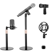 Mippko Desktop Microphone Stand,Adjustable Table Mic Stand with Universal Microphone Clip and Sho...