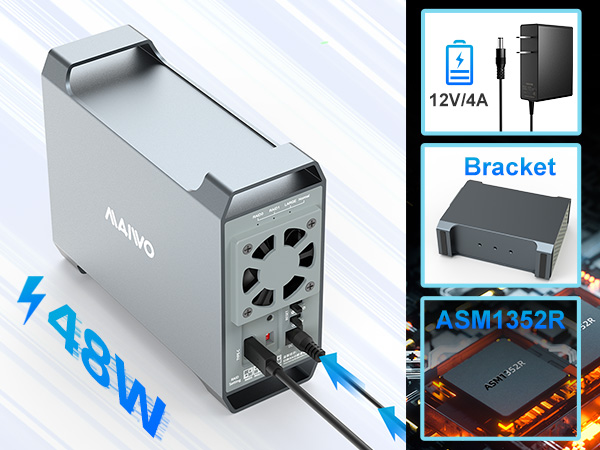 maiwo 2 bay das raid enclosure usb c to 3.5 sata hdd enclosure dual bay